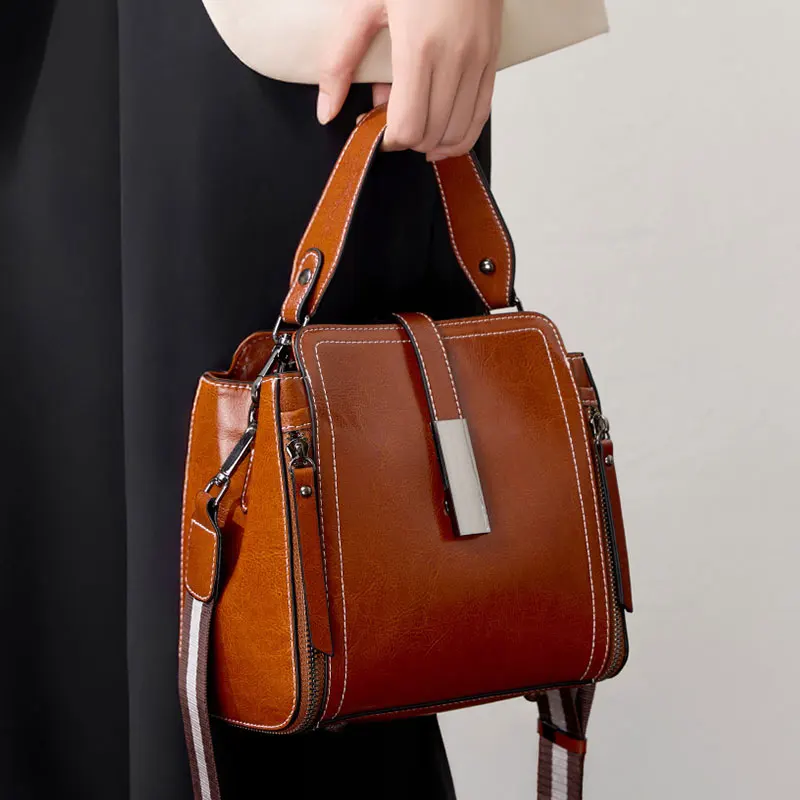 Genuine Leather Women's Shoulder Bag Vintage Luxury Designer Women Handbags Fashion Cowhide High Quality Crossbody Bags 3032 - Image 2